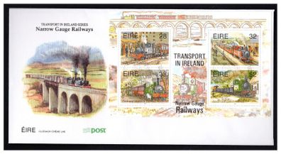 1995 Ireland Transport Narrow Gauge Railways Commemorative Stamps Miniature Sheet An Post First Day Cover (FDC)