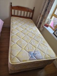 single bed and headboard