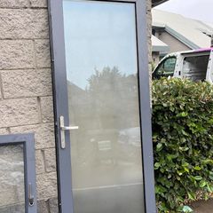 Grey Aluminium External Door with Frosted Double Glazing