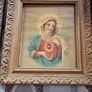 Antique Sacred Heart of Jesus, Immaculate Heart of Mary in Old Gilded Frames and Immaculate Heart of Mary set in a black wooden frame, Postage Available Selling as a Lot Image 5