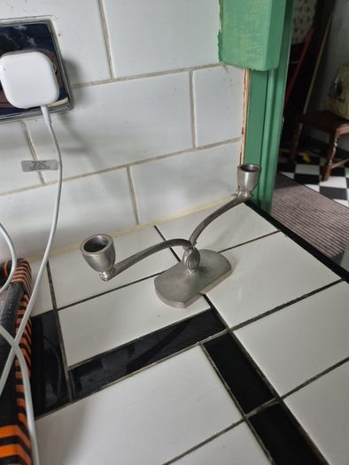 Just Anderson Danish  1930s Vintage art deco pewter candlebra
