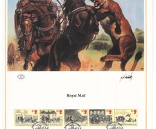 1984 Great Britain Limited Edition Lithographed Print measuring 333mm X 257mm showing Royal Mail Commemorative stamps with First Day of Issue Cancel