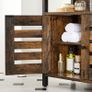Under-Sink Bathroom Cabinet 60 x 30 x 60 cm Steel Frame Storage Cabinet Cabinet with 2 Slat Doors and Adjustable Shelf Vintage Brown/Black Image 3