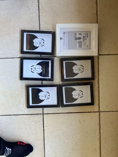 Six small picture frames