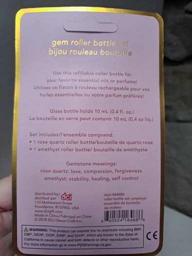 Gem roller bottles rose quartz and amethyst