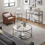 Console table, side table with 2 shelves, tempered glass, storage shelf, metal frame, adjustable feet, for living room, hallway, black Image 4