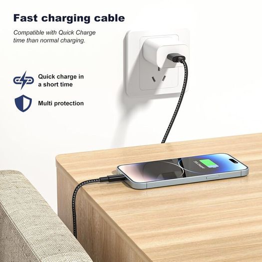 iPhone Charger Cable, 2Pack 1M+2M for Lightning to USB Cable MFi Certified, Fast Charging Braided Lead for Apple iPhone 14/13/12/11/Pro Max/XS/XR/8/7/6/Plus/5 SE, for iPad (Black) Brand: BSTOEM