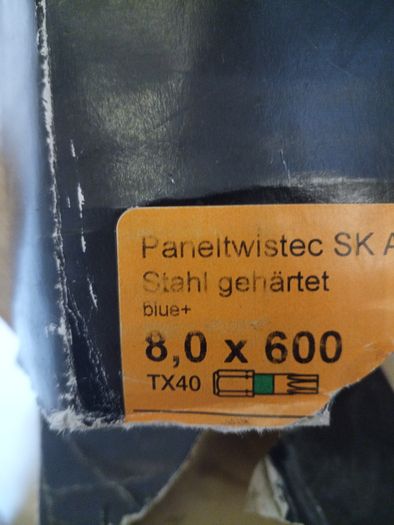 Paneltwistec DAG, countersunk head screw x 34 (8.0 x 600 mm)