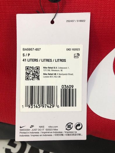 This is a Brand New Nike bag - Red & Black