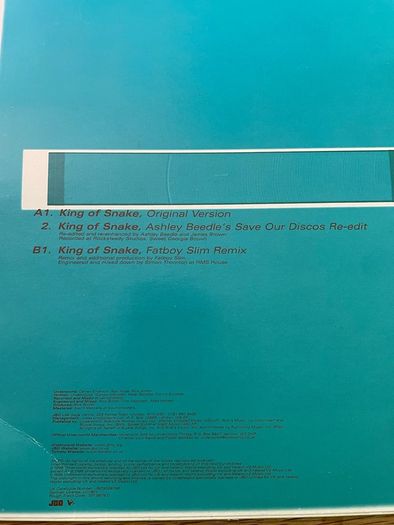 Underworld - King Of Snake - 12" Vinyl Single - 1999 JBO Records