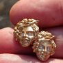 A Stunning pair of Mid Nineteenth Century Gilt Silver Cufflinks with Diamond Eyes Image 5