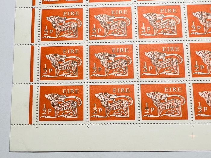 Ireland 1968-69 Third Definitive series EIRE 1/2p Dog Drawing sheet of 54 stamps