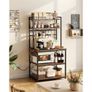 Kitchen Bakers Rack, 1.5m Power Cable Bakers Rack with Power Outlet, Kitchen Stand with X-Shaped Support Bar, 12 S-Shaped Hooks, Coffee Bar Stand for Dishes, Spice Bottles, Built-In Power Strip Image 3