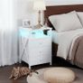 Bedside Table Set of 2 with Charging Station, Side Table with Led Lights Image 7