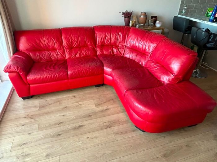 red leather corner suite