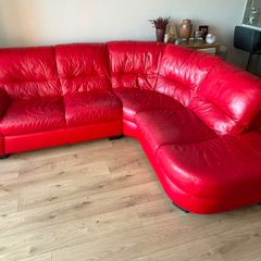 red leather corner suite