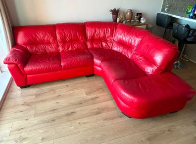 red leather corner suite