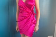 Pink satin mini dress. Size S