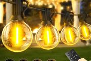 Outdoor String Lights 150ft Garden Festoon Light Mains Powered Shatterproof G40 LED Bulbs Waterproof Hanging Patio Lighting for Indoor Outside Gazebo Pergola Backyard Balcony Cafe Party