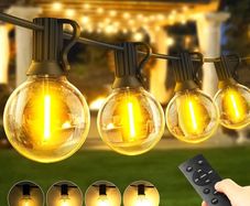 Outdoor String Lights 150ft Garden Festoon Light Mains Powered Shatterproof G40 LED Bulbs Waterproof Hanging Patio Lighting for Indoor Outside Gazebo Pergola Backyard Balcony Cafe Party