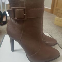 Brown leather boots