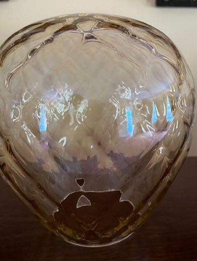 Glass Ceiling Light Shade In Prestine Vintage Condition. Stunning Gold / Amber Hue Colouring. Beautiful