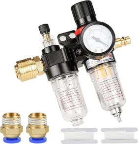 1/4 Inch Compressed Air Pressure Regulator Water Trap for air Compressor Air with Pressure Gauge Oil Separator Pressure Regulator Compressor Water Trap