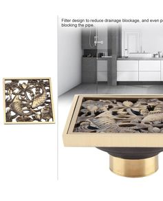 Bathroom shower waste drainer antique brushed brass gold fish oriental 10 cm