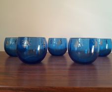 Vintage 1960s Sailboat Roly Poly / Rock Drink Glasses