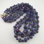 Antique Venetian Style Green Thosuand Eyes Glass & Blue Chevron Glass Beads Necklace Image 5