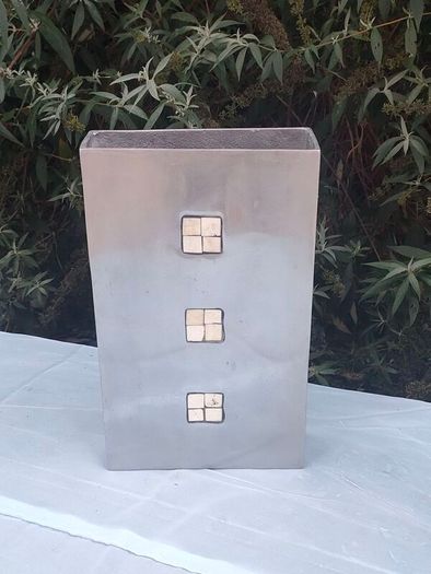 Large Modernist Polished Metal flower vase