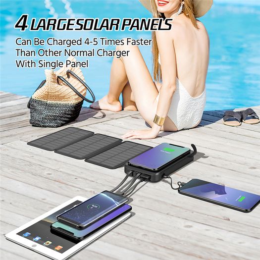 43800mAh Solar Power Bank Fast Qi Wireless Charger for iPhone 12 Samsung Huawei Xiaomi Poverbank PD 20W Fast Charging Powerbank