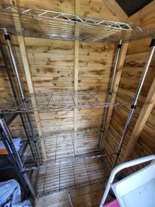 Metal shelving for shed