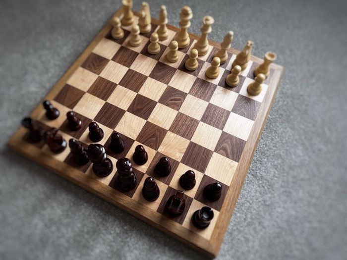 Handmade Chessboard - Walnut, Maple and Oak with Large Chess Pieces