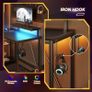 106.5CM L-Shaped Gaming Desk with RGB LED Lights Carbon Fibre Surface, 3 Power Outlets & 2 USB Ports, Reversible Corner Desk with Shelves & Hooks for Home Office & Small Spaces Image 9