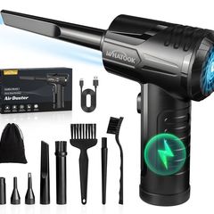 FREE DELIVERY | Compressed Air Cleaner for PC - Electric Air Duster, 10000RPM Super High Power Keyboard Cleaner with 3-Gear Speed, Led-Light, Rechargeable Compressed Air Blower for Laptop, Car & Home Cleaning