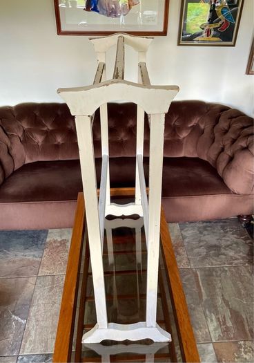 Early 20th Century Art Deco Shape Tall Freestanding Painted Wooden Towel Rail or Quilt Rack