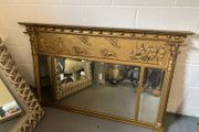 Regency Style Gilt Triptych Overmantel Mirror Classical Roman Frieze