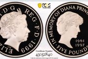 United Kingdom 1999 Silver Proof 5 Pounds Princess Diana Commemorative Coin PCGS PR68DCAM