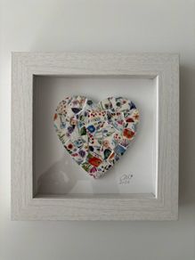 Handmade framed Heart in Pique Assiette
