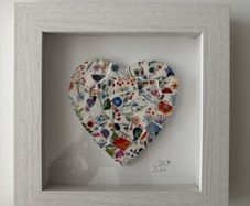 Handmade framed Heart in Pique Assiette