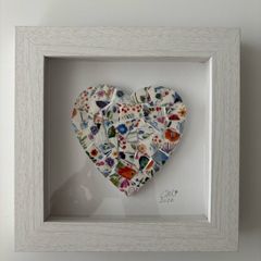 Handmade framed Heart in Pique Assiette