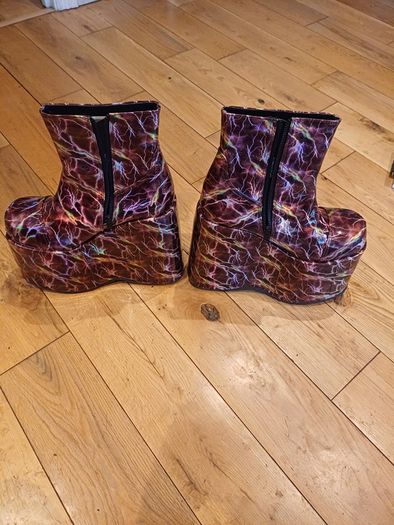 Demonia Platform Boot Size 7 Never worn Burgundy Holographic