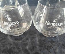 Pair of Hennessy Cognac glasses barware