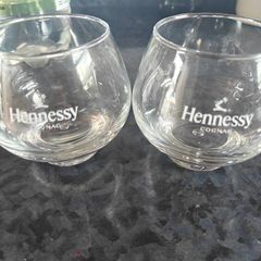 Pair of Hennessy Cognac glasses barware