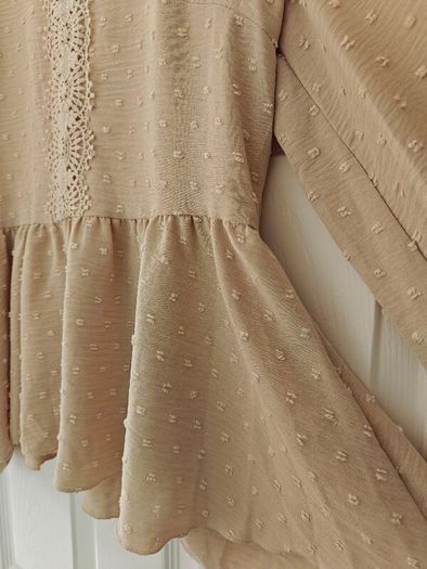 Beige blouse casual long sleeve, blouse,  summer , light material