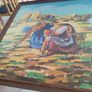 French Vintage Embroidery Picture in a wooden Frame - Women working in the Fields-70s Image 6