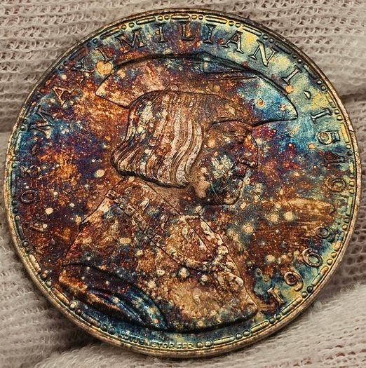 Austria 1969 Silver 50 Shillings 1493 Maximiliani 1519 Stunning Toning!!