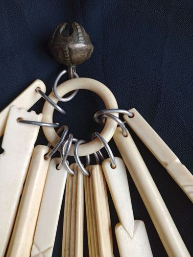 Antique Victorian Set of 9 Carved Ivory Teething Sticks