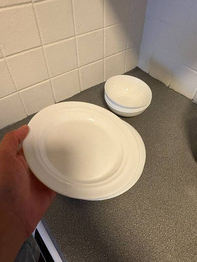 IKEA White Dinnerware Set + Cutlery